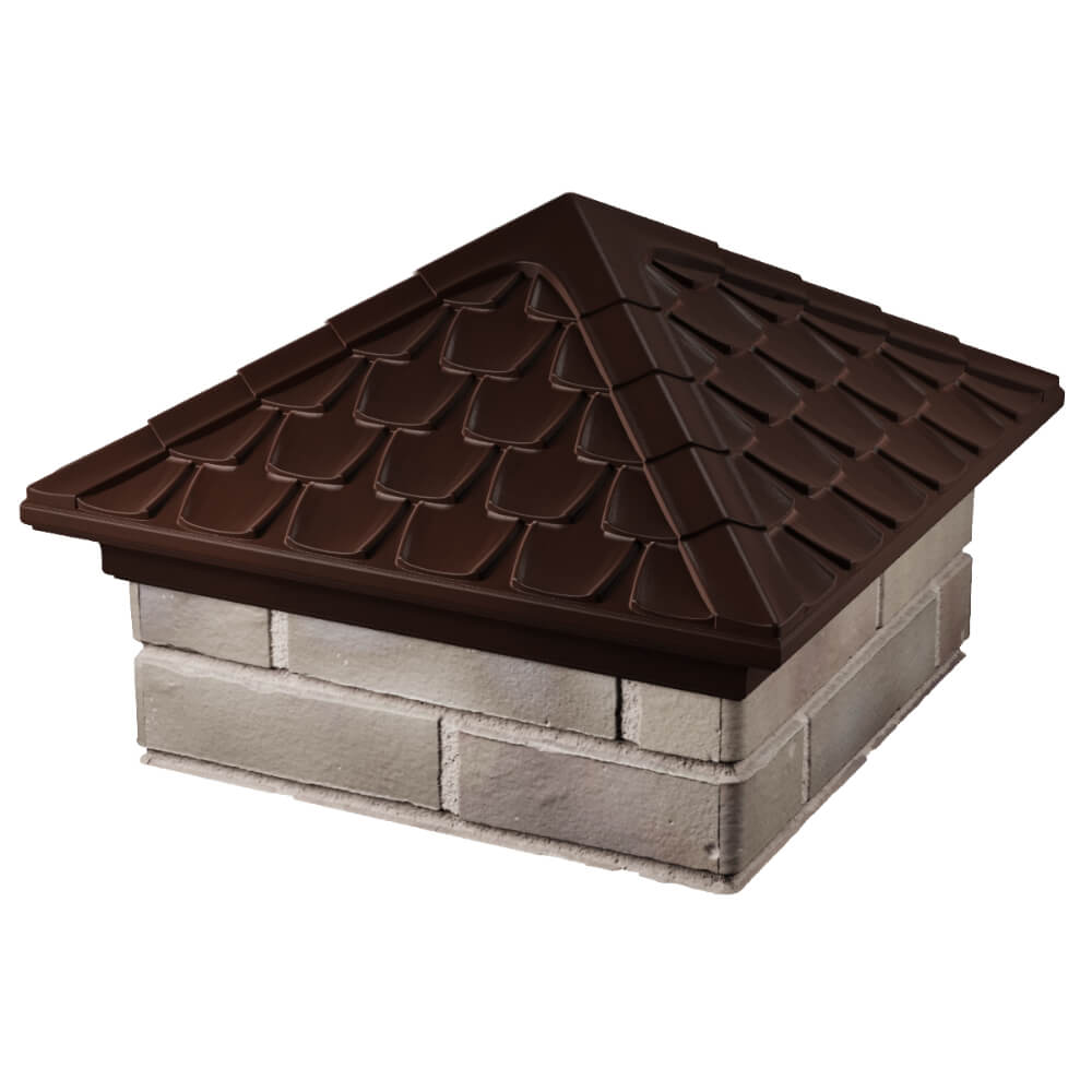 Колпак Zking Эльбрус Коричневый на столб 1.5х1.5 кирпича (385х385мм) в Нижнем Тагиле фото