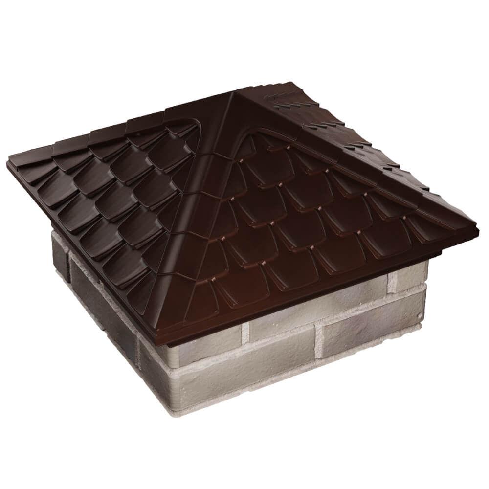 Колпак Zking Эльбрус Коричневый на столб 1.5х1.5 кирпича (385х385мм) в Нижнем Тагиле фото