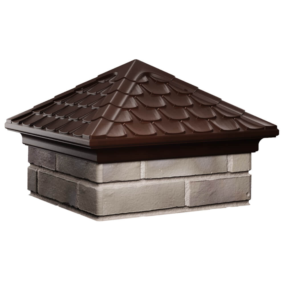 Колпак Zking Эльбрус Коричневый на столб 1.5х1.5 кирпича (385х385мм) в Нижнем Тагиле фото